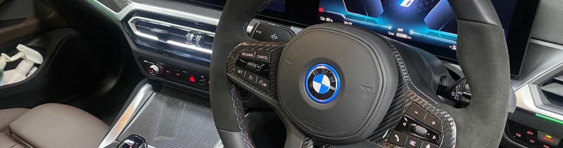 BMW i4 Carbon fiber interior kit + M3 streeing wheel