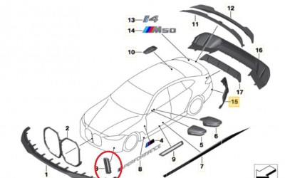 BMW G26 i4 Gloss Black Trim for Front grille side, left & Right